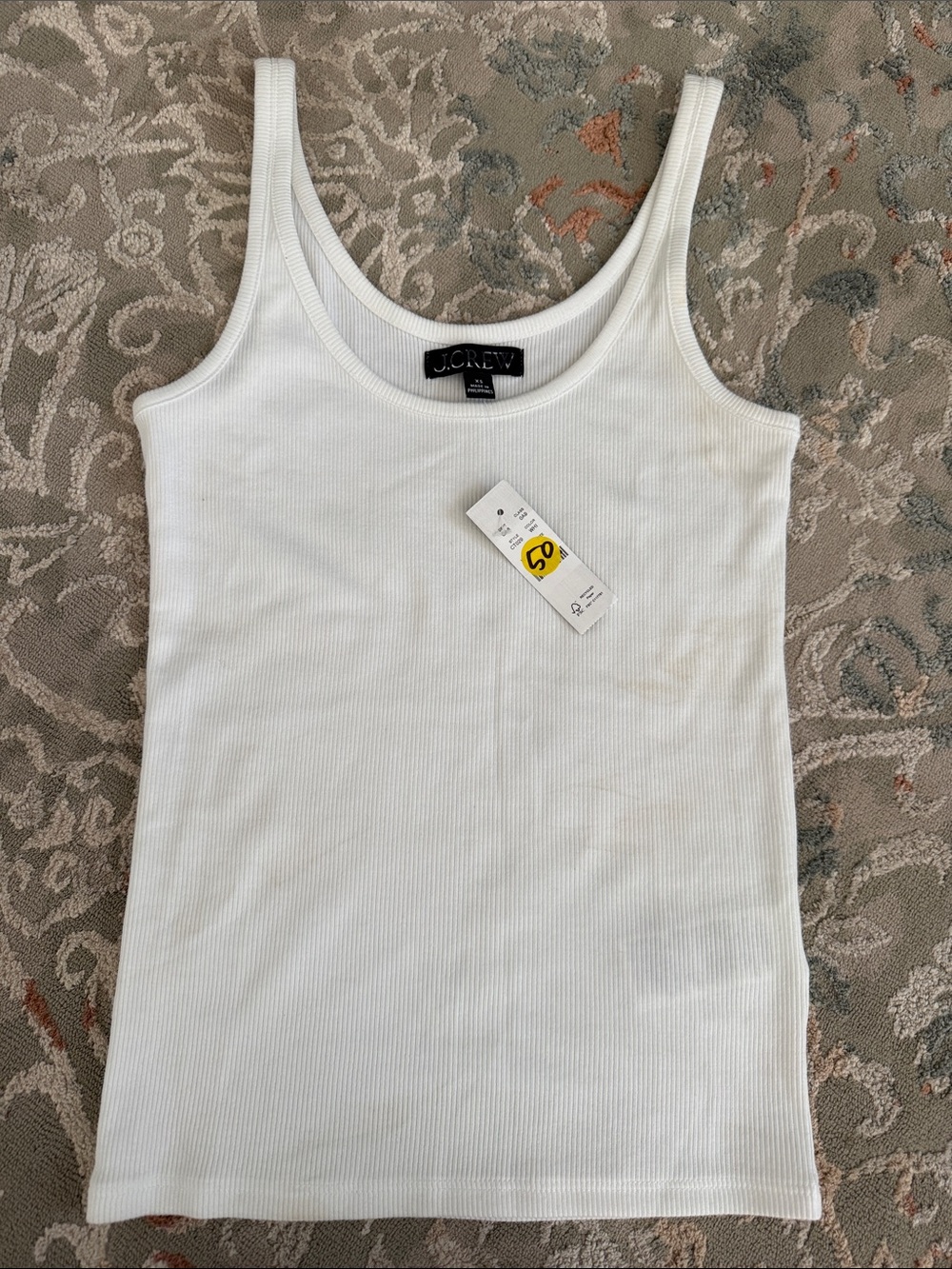 J. Crew White Ribbed Scoop Tank